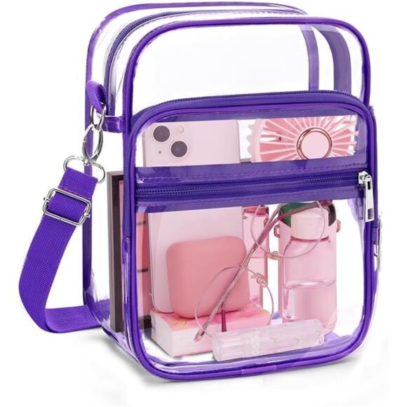Clear Crossbody Bag with Adjustable Shoulder Strap, Stadium Approved - Picture 1 of 8